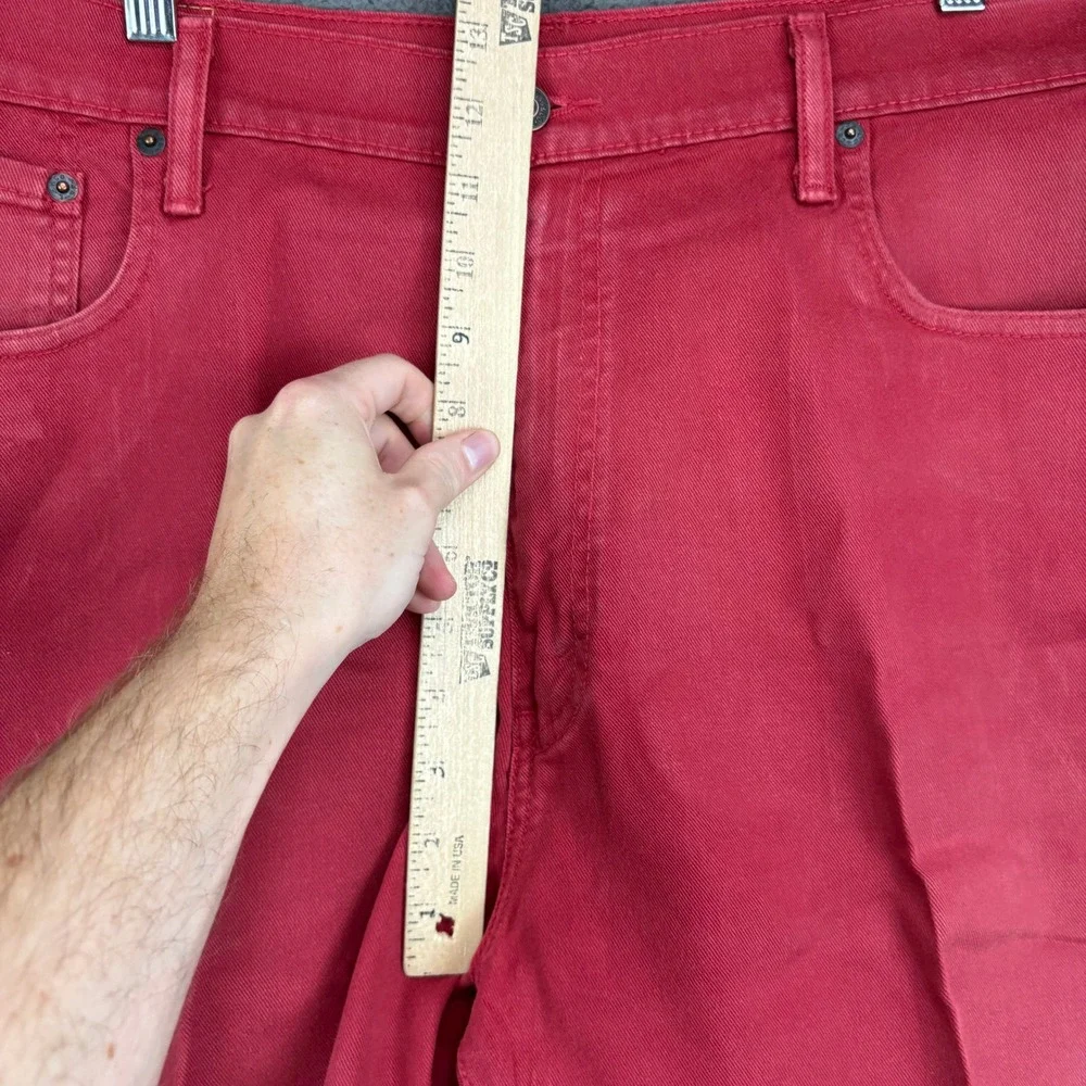 Levis 569 Loose Fit Denim Shorts Mens 36 Red Cotton Blend Baggy Streetwear